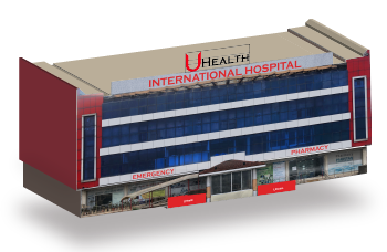 Our Marketing Section, An image of Uhealth Hospital building Mockup. highlighting our work