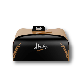 Our Branding Section, An image of Ubake's cake box. highlighting our work